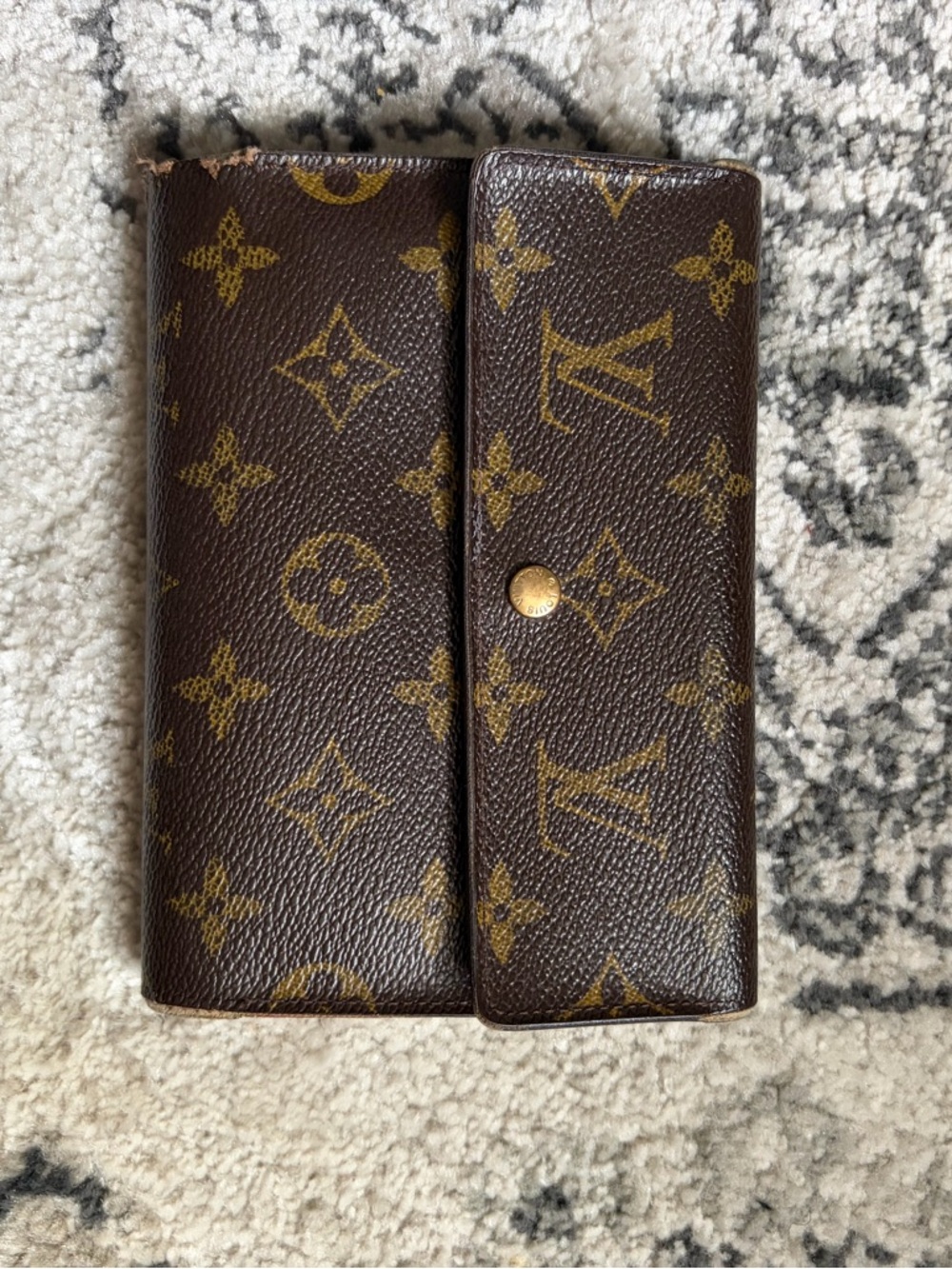 Louis Vuitton Monogram Folded Continental Wallet in Brown and Gold